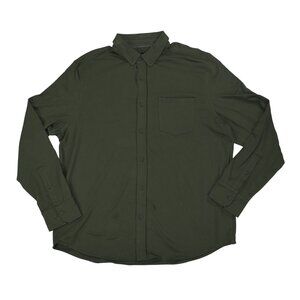 Kenneth Cole Soft Knit Long Sleeve Button Down Men's Shirt XL NWT Dark Green